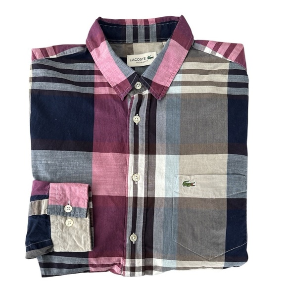 Lacoste Button Up Long Sleeve Shirt Size 41, M/L US - Picture 1 of 8